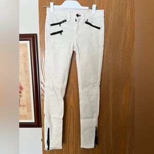 Rag and Bone Cream Pants with Black Zipper Accents